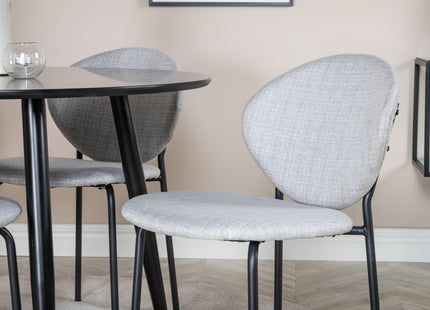 Venture Home Vault & Plaza Matstolar 2-pack Grå + Runda Matbord ⌀100 Svart