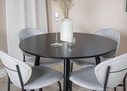 Venture Home Vault & Plaza Matstolar 2-pack Grå + Runda Matbord ⌀100 Svart