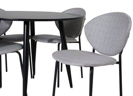 Venture Home Vault & Plaza Matstolar 2-pack Grå + Runda Matbord ⌀100 Svart