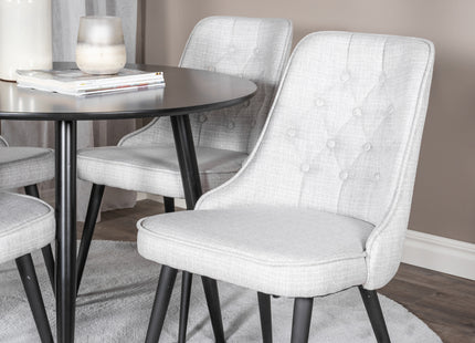 Venture Home Velvet Deluxe & Plaza Matstolar 2-pack Grå + Runda Matbord ⌀100 Svart