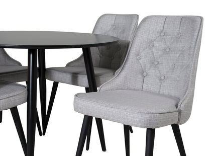 Venture Home Velvet Deluxe & Plaza Matstolar 2-pack Grå + Runda Matbord ⌀100 Svart