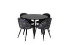 Venture Home Velvet & Plaza Matstolar 2-pack Svart + Runda Matbord ⌀100 Svart