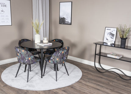 Venture Home Velvet & Plaza Matstolar 2-pack Svart + Runda Matbord ⌀100 Svart
