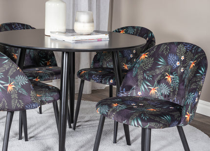 Venture Home Velvet & Plaza Matstolar 2-pack Svart + Runda Matbord ⌀100 Svart