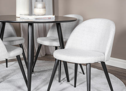 Venture Home Velvet & Plaza Matstolar 2-pack Grå + Runda Matbord ⌀100 Svart