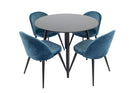 Venture Home Velvet & Plaza Matstolar 2-pack Blå + Runda Matbord ⌀100 Svart
