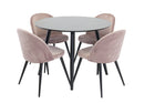 Venture Home Velvet & Plaza Matstolar 2-pack Dammig rosa + Runda Matbord ⌀100 Svart