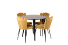 Furniture Fashion & Venture Home Limhamn & Plaza Matstolar 2-pack Gul + Runda Matbord ⌀100 Svart