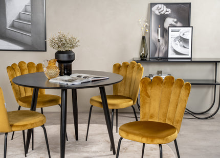 Furniture Fashion & Venture Home Limhamn & Plaza Matstolar 2-pack Gul + Runda Matbord ⌀100 Svart