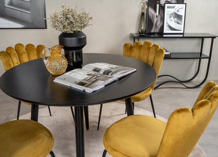 Furniture Fashion & Venture Home Limhamn & Plaza Matstolar 2-pack Gul + Runda Matbord ⌀100 Svart