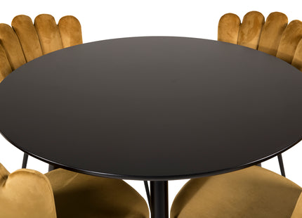 Furniture Fashion & Venture Home Limhamn & Plaza Matstolar 2-pack Gul + Runda Matbord ⌀100 Svart