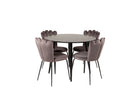 Furniture Fashion & Venture Home Limhamn & Plaza Matstolar 2-pack Grå + Runda Matbord ⌀100 Svart