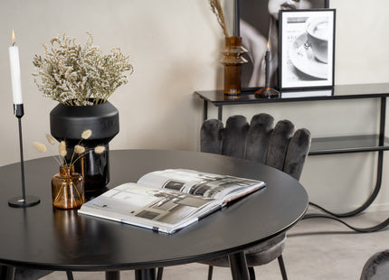 Furniture Fashion & Venture Home Limhamn & Plaza Matstolar 2-pack Grå + Runda Matbord ⌀100 Svart