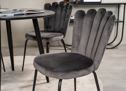 Furniture Fashion & Venture Home Limhamn & Plaza Matstolar 2-pack Grå + Runda Matbord ⌀100 Svart