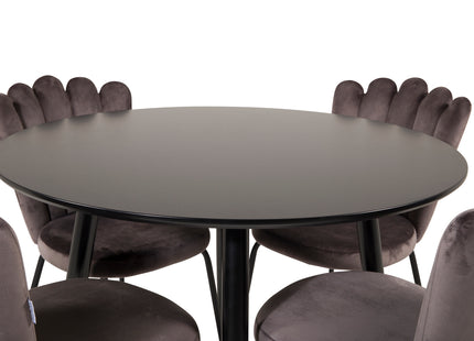 Furniture Fashion & Venture Home Limhamn & Plaza Matstolar 2-pack Grå + Runda Matbord ⌀100 Svart