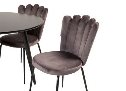 Furniture Fashion & Venture Home Limhamn & Plaza Matstolar 2-pack Grå + Runda Matbord ⌀100 Svart