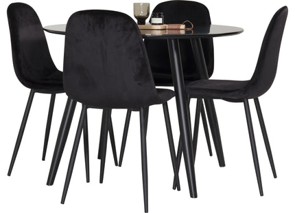 Venture Home Polar & Plaza Matstolar 2-pack Svart + Runda Matbord ⌀100 Svart