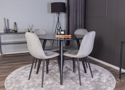 Venture Home Polar & Plaza Matstolar 2-pack Grå + Runda Matbord ⌀100 Svart