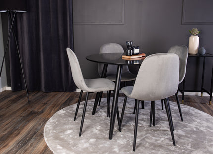 Venture Home Polar & Plaza Matstolar 2-pack Grå + Runda Matbord ⌀100 Svart
