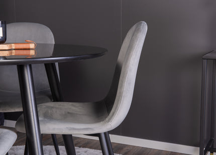 Venture Home Polar & Plaza Matstolar 2-pack Grå + Runda Matbord ⌀100 Svart