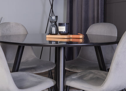 Venture Home Polar & Plaza Matstolar 2-pack Grå + Runda Matbord ⌀100 Svart