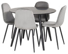 Venture Home Polar & Plaza Matstolar 2-pack Grå + Runda Matbord ⌀100 Svart