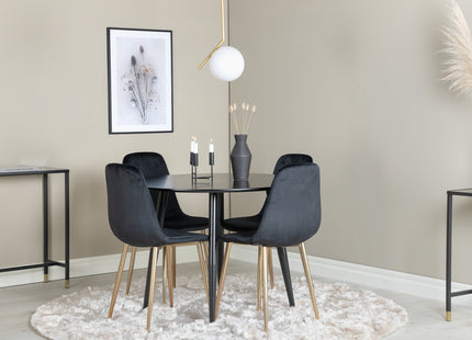 Venture Home Polar & Plaza Matstolar 2-pack Svart + Runda Matbord ⌀100 Svart