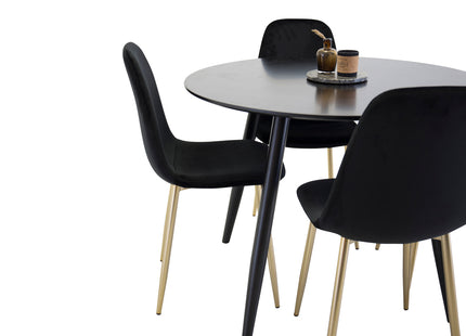 Venture Home Polar & Plaza Matstolar 2-pack Svart + Runda Matbord ⌀100 Svart