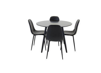 Venture Home Polar & Plaza Matstolar 2-pack Svart + Runda Matbord ⌀100 Svart