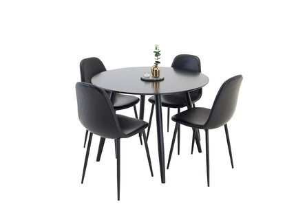 Venture Home Polar & Plaza Matstolar 2-pack Svart + Runda Matbord ⌀100 Svart