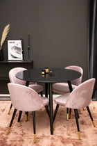 Venture Home Velvet & Plaza Matstolar 2-pack Dammig rosa + Runda Matbord ⌀100 Svart