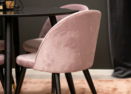 Venture Home Velvet & Plaza Matstolar 2-pack Dammig rosa + Runda Matbord ⌀100 Svart