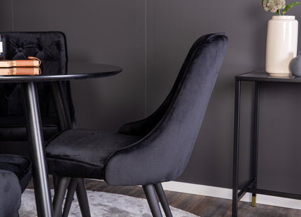 Venture Home Velvet Deluxe & Plaza Matstolar 2-pack Svart + Runda Matbord ⌀100 Svart