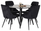 Venture Home Velvet Deluxe & Plaza Matstolar 2-pack Svart + Runda Matbord ⌀100 Svart
