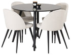 Venture Home Velvet & Plaza Matstolar 2-pack Grädde + Runda Matbord ⌀100 Svart