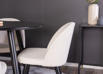Venture Home Velvet & Plaza Matstolar 2-pack Grädde + Runda Matbord ⌀100 Svart