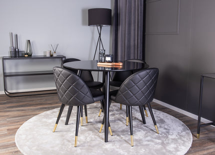 Venture Home Velvet & Plaza Matstolar 2-pack Svart + Runda Matbord ⌀100 Svart