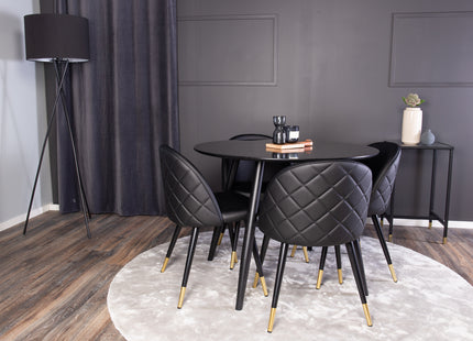 Venture Home Velvet & Plaza Matstolar 2-pack Svart + Runda Matbord ⌀100 Svart
