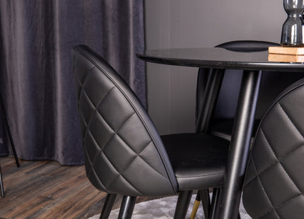 Venture Home Velvet & Plaza Matstolar 2-pack Svart + Runda Matbord ⌀100 Svart