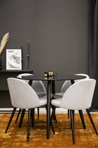 Venture Home Velvet & Plaza Matstolar 2-pack Ljusgrå + Runda Matbord ⌀100 Svart