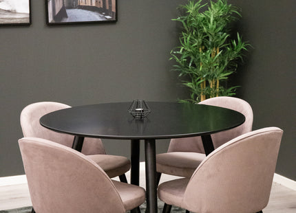 Venture Home Velvet & Plaza Matstolar 2-pack Dammig rosa + Runda Matbord ⌀100 Svart