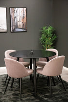 Venture Home Velvet & Plaza Matstolar 2-pack Dammig rosa + Runda Matbord ⌀100 Svart