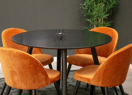 Venture Home Velvet & Plaza Matstolar 2-pack Rostig orange + Runda Matbord ⌀100 Svart