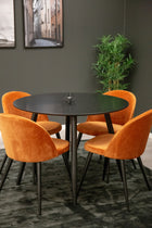Venture Home Velvet & Plaza Matstolar 2-pack Rostig orange + Runda Matbord ⌀100 Svart