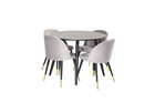 Venture Home Velvet & Plaza Matstolar 2-pack Grå + Runda Matbord ⌀100 Svart