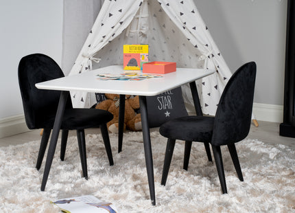 Venture Home Velvet & Polar Barnstolar Svart + Barnbord 50 x 80 x 60