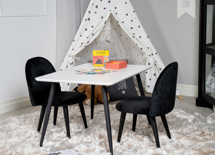 Venture Home Velvet & Polar Barnstolar Svart + Barnbord 50 x 80 x 60