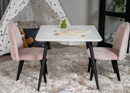 Venture Home Velvet & Polar Barnstolar Rosa + Barnbord 50 x 80 x 60