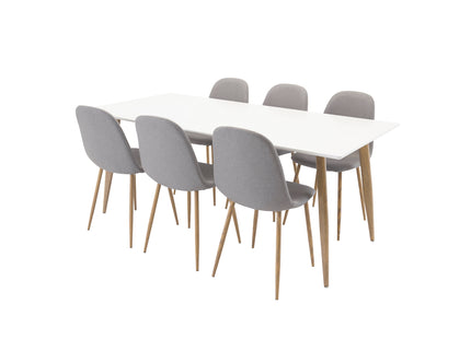 Venture Home Polar Matstolar 2-pack Grå + Rektangulära Matbord 180 x 90 Vit
