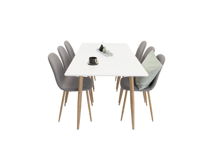 Venture Home Polar Matstolar 2-pack Grå + Rektangulära Matbord 180 x 90 Vit
